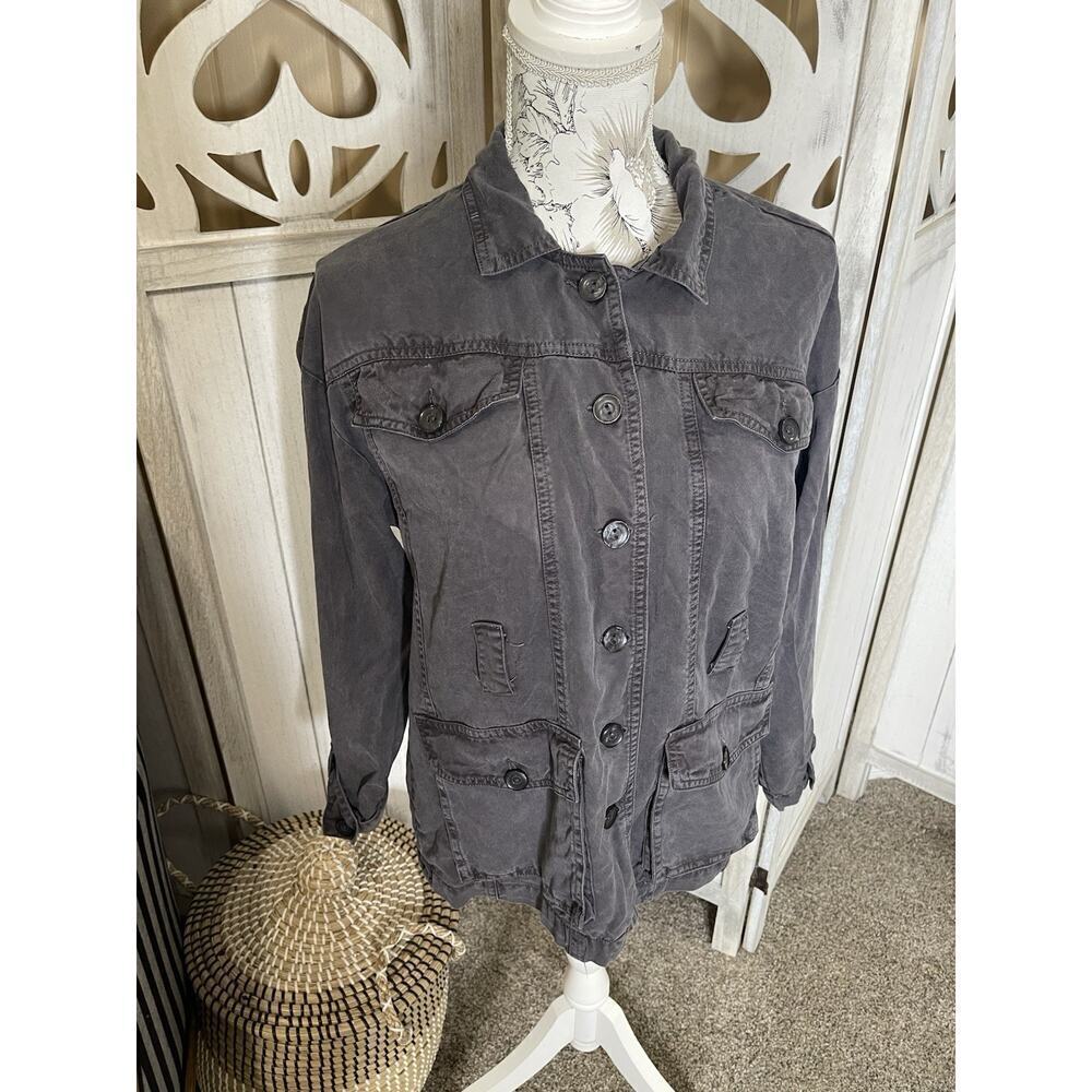 Young Fabulous and Broke Stone Wash Jacket Coat Lightweight Black Gray Small